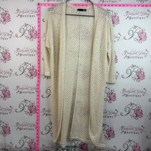 Rebel Sugar long sweater cardigan white Cream Open-Front Knit Duster Cardigan